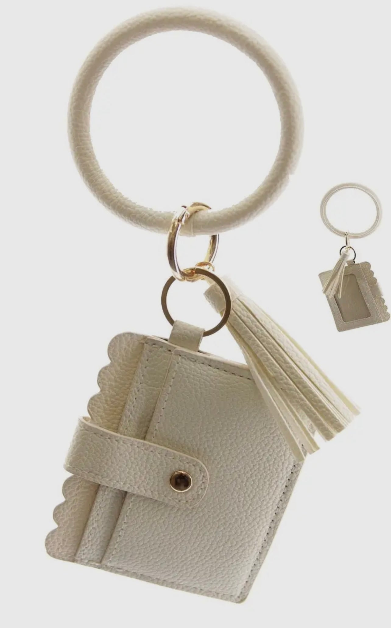 Pochette Porte-Clés Dorée Avec Bracelet - Femme - Métal - Neuf