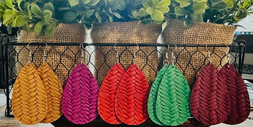 Leather Braided Earrings